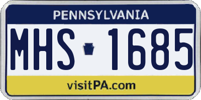 PA license plate MHS1685