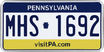 PA license plate MHS1692