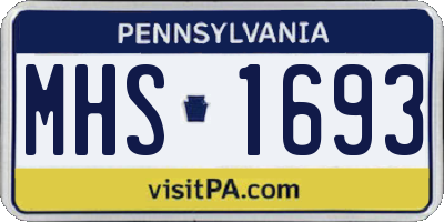 PA license plate MHS1693