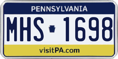 PA license plate MHS1698