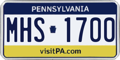 PA license plate MHS1700