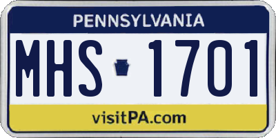 PA license plate MHS1701