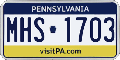 PA license plate MHS1703