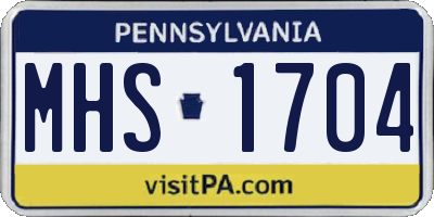PA license plate MHS1704