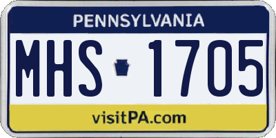 PA license plate MHS1705