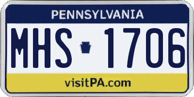 PA license plate MHS1706