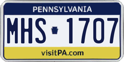 PA license plate MHS1707