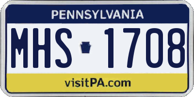 PA license plate MHS1708