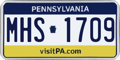 PA license plate MHS1709