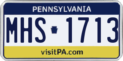 PA license plate MHS1713