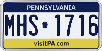 PA license plate MHS1716