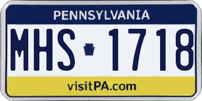 PA license plate MHS1718