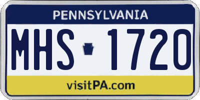 PA license plate MHS1720