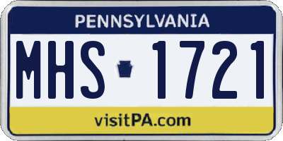 PA license plate MHS1721