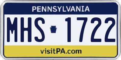 PA license plate MHS1722