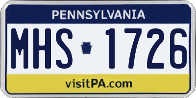 PA license plate MHS1726