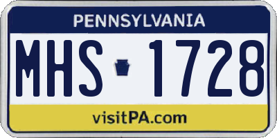PA license plate MHS1728