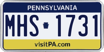 PA license plate MHS1731