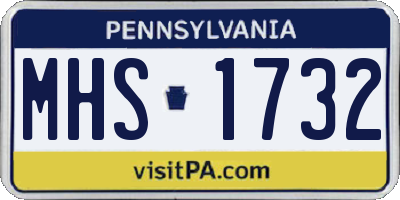 PA license plate MHS1732