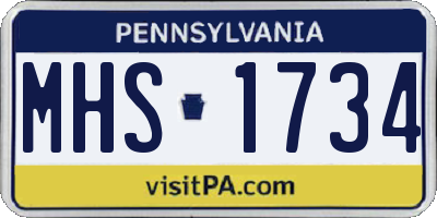 PA license plate MHS1734