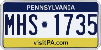 PA license plate MHS1735