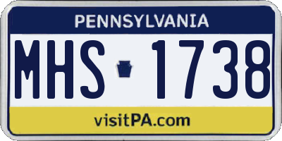 PA license plate MHS1738