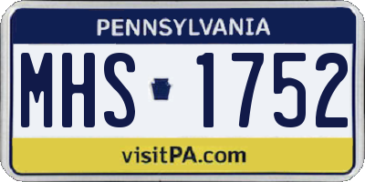 PA license plate MHS1752