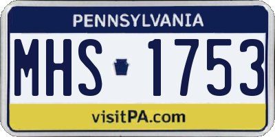 PA license plate MHS1753