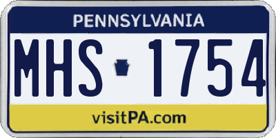 PA license plate MHS1754