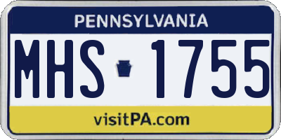 PA license plate MHS1755