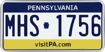 PA license plate MHS1756