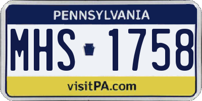 PA license plate MHS1758