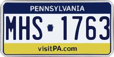 PA license plate MHS1763
