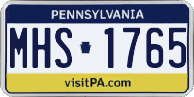 PA license plate MHS1765