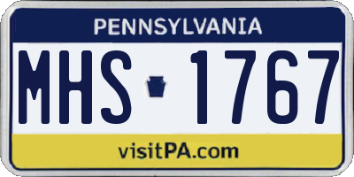 PA license plate MHS1767