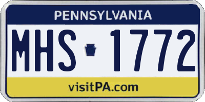PA license plate MHS1772