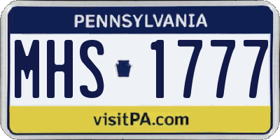 PA license plate MHS1777