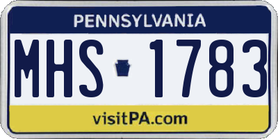 PA license plate MHS1783