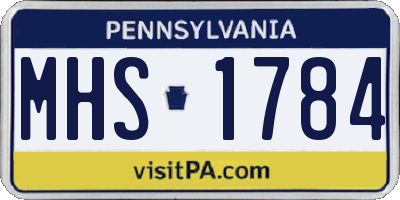 PA license plate MHS1784