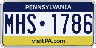 PA license plate MHS1786