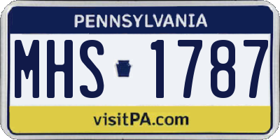 PA license plate MHS1787