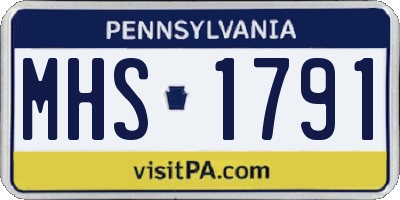 PA license plate MHS1791