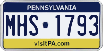 PA license plate MHS1793