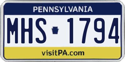 PA license plate MHS1794