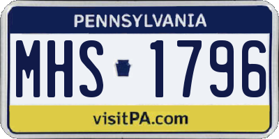 PA license plate MHS1796