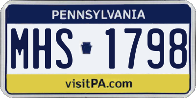 PA license plate MHS1798