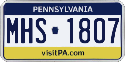 PA license plate MHS1807