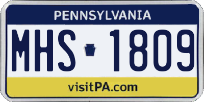 PA license plate MHS1809