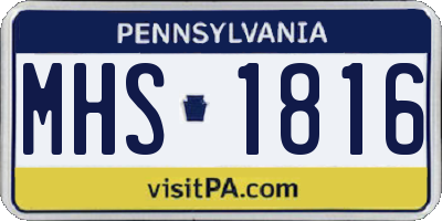 PA license plate MHS1816