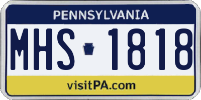 PA license plate MHS1818